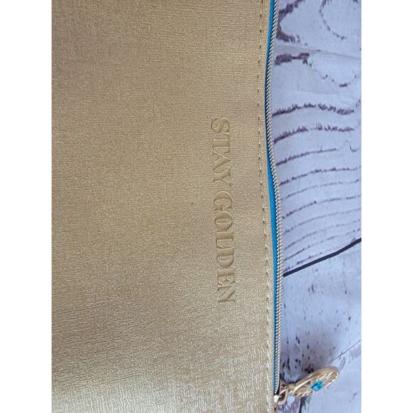 ipsy makeup bag Stay Golden Gold And Teal With Sunburst Closure - Picture 3 of 6